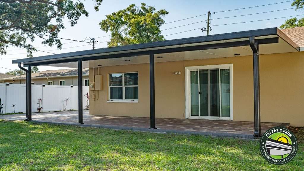 awesome backyard with an aluminum patio cover in clearwater